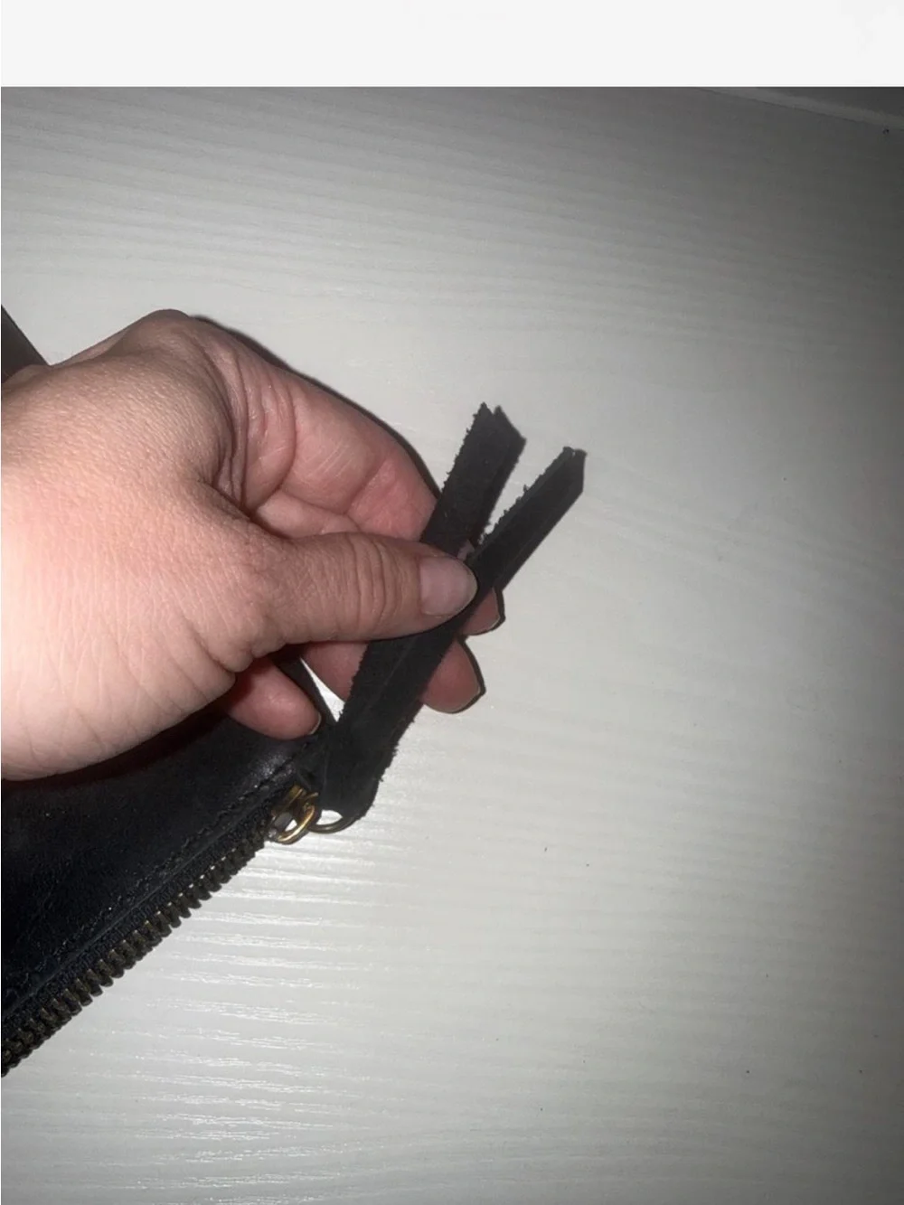 Black Leather Wrist Strap Able Brand Wallet with A Handle